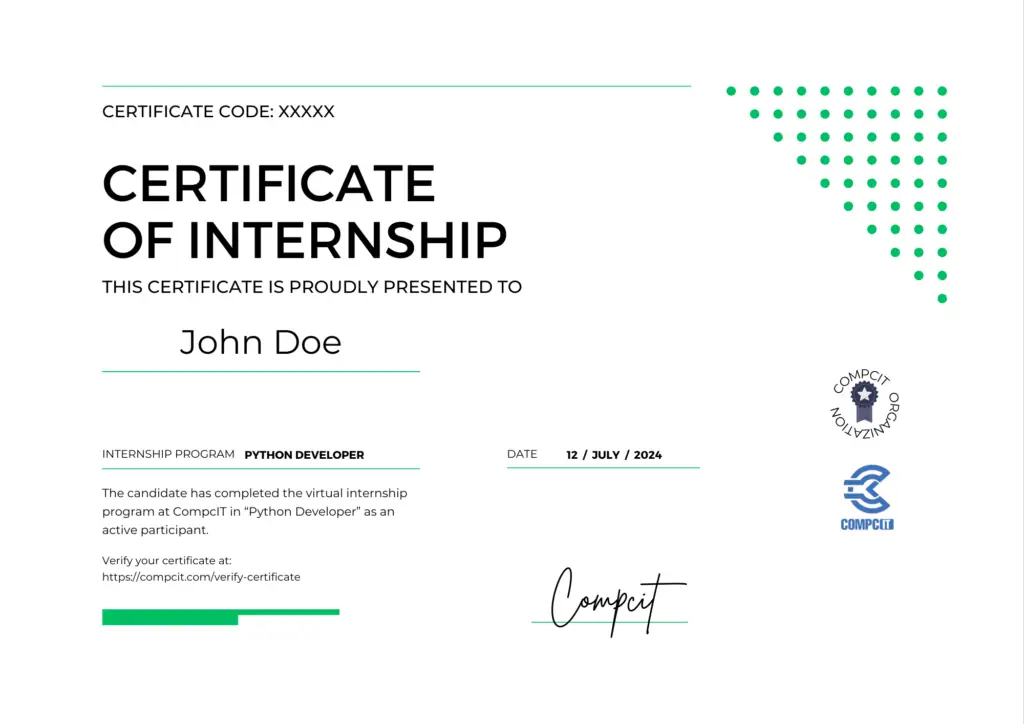 The template of internship certificate.