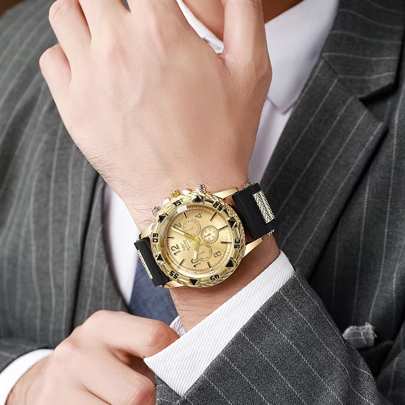 A person is styling by wearing a watch.